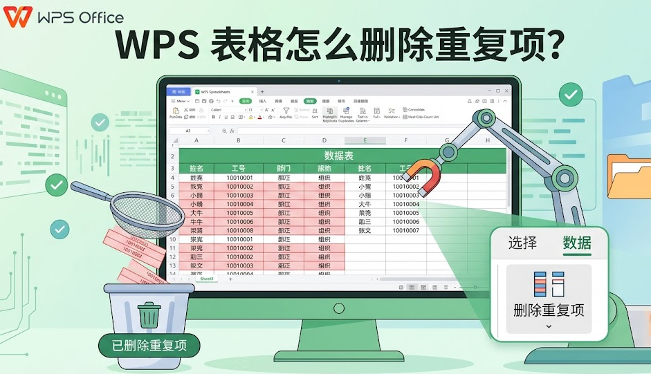 WPS 表格怎么删除重复项