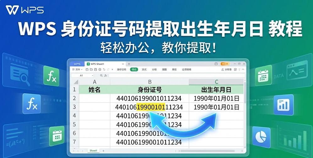 WPS怎么提取身份证里的出生年月日