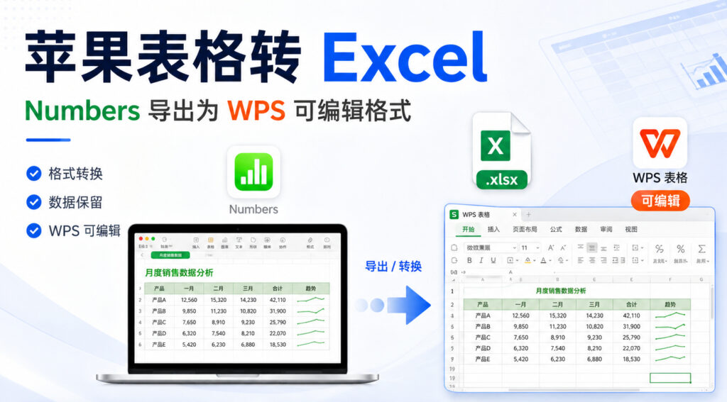 Numbers 导出为 WPS 可编辑格式