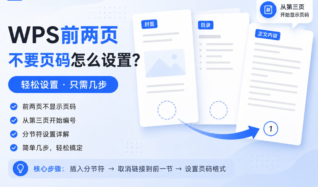 WPS前两页不要页码怎么设置