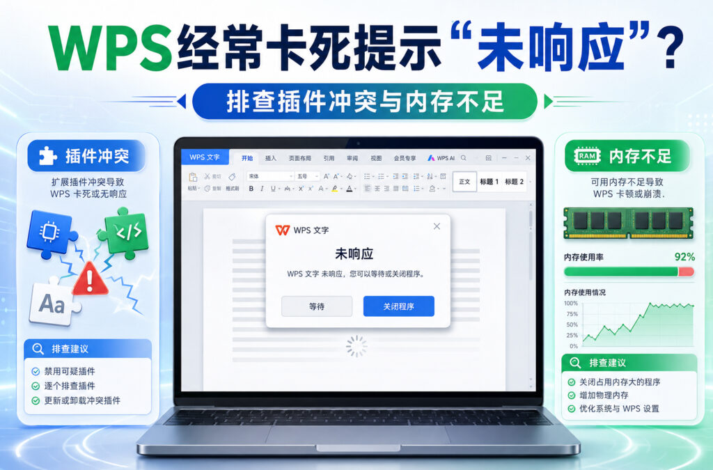 WPS经常卡死提示“未响应”