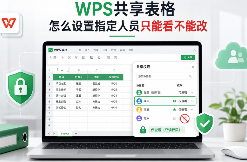 WPS共享表格如何设置指定人员只读权限