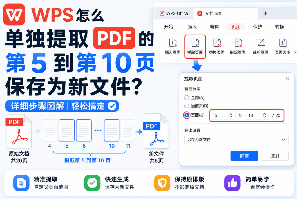 WPS怎么单独提取PDF的第5到第10页保存为新文件