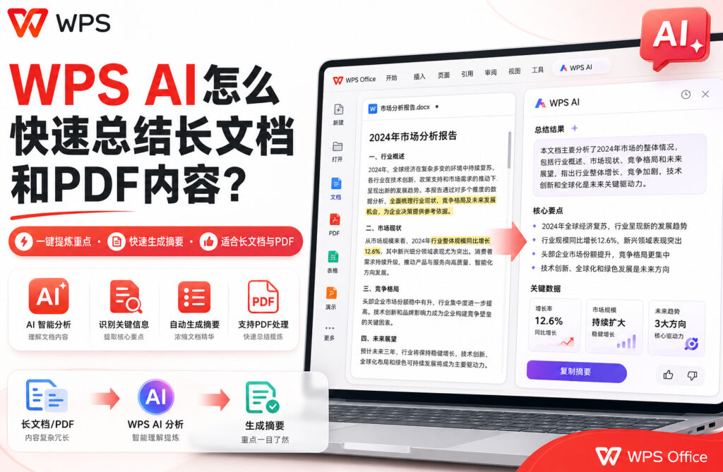 WPS AI怎么快速总结长文档和PDF内容