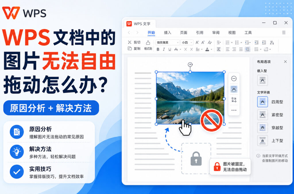 WPS文档中的图片无法自由拖动怎么办