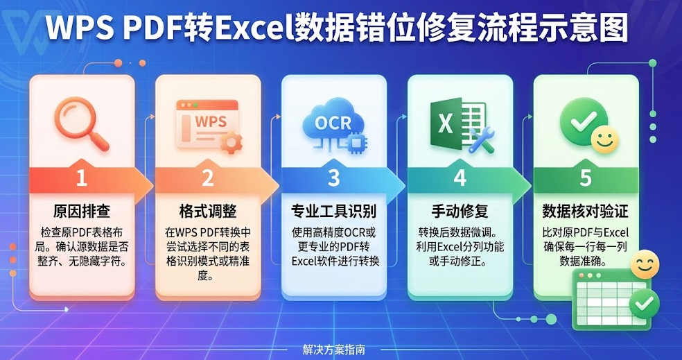 WPS PDF转Excel表格数据错位