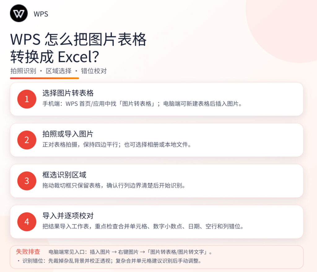 WPS怎么把图片表格转换成Excel