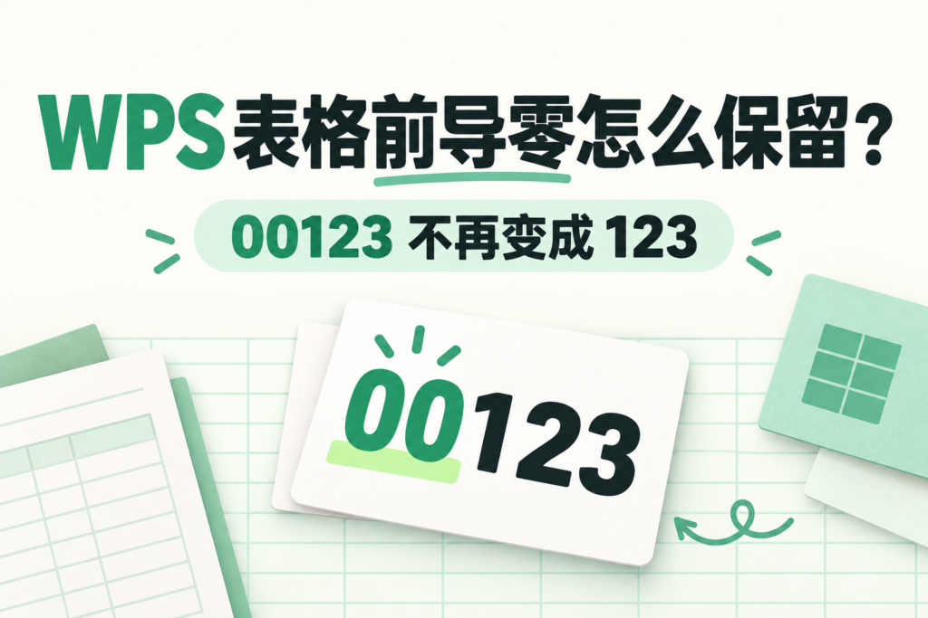 WPS表格保留00123前导零教程封面